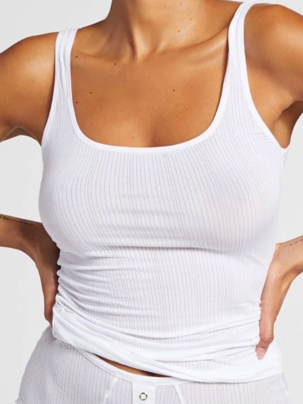 Negative Underwear Whipped A-Top White Micro Modal Tank L